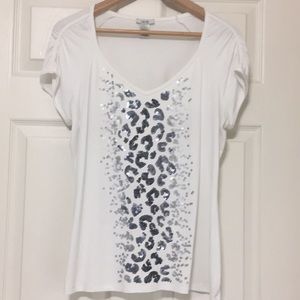 Cache white sequins top size large
